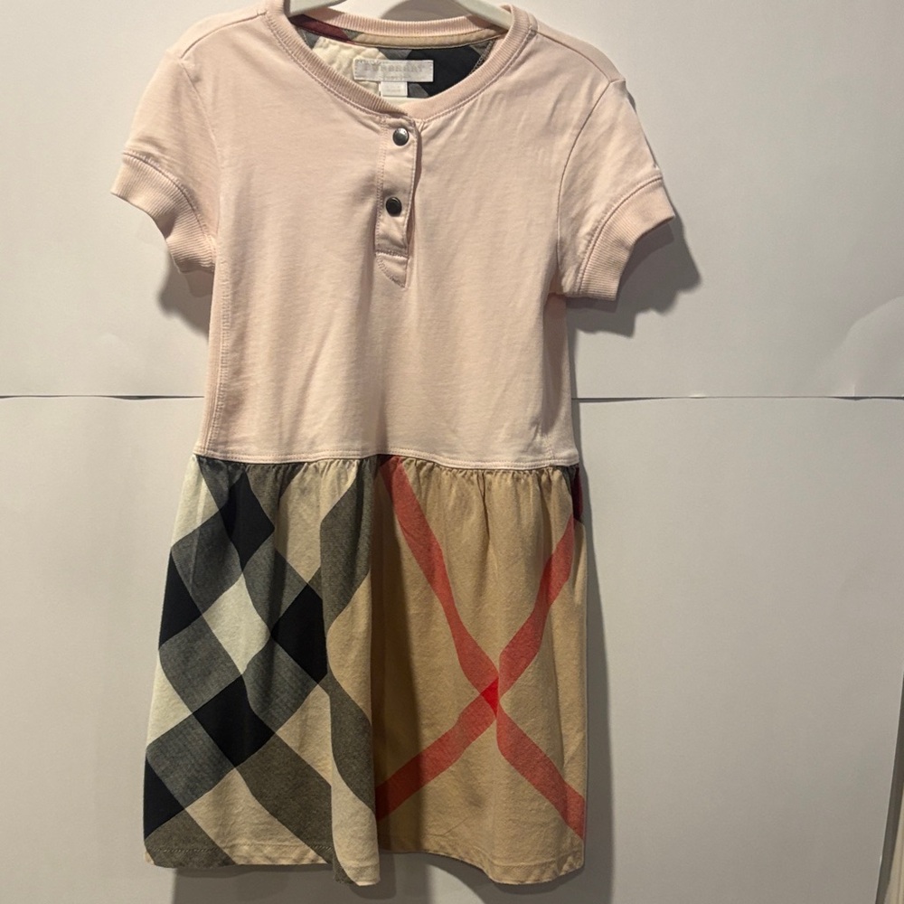 Burberry Kids Dress in Pink and Beige Check